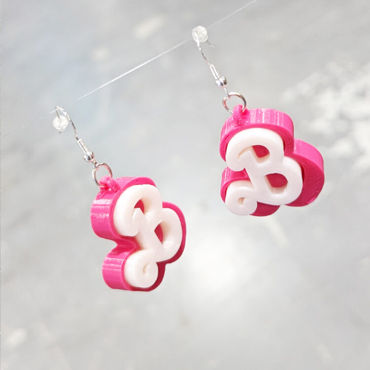 Barbie Icon ‘B’ Earrings 3D Printed