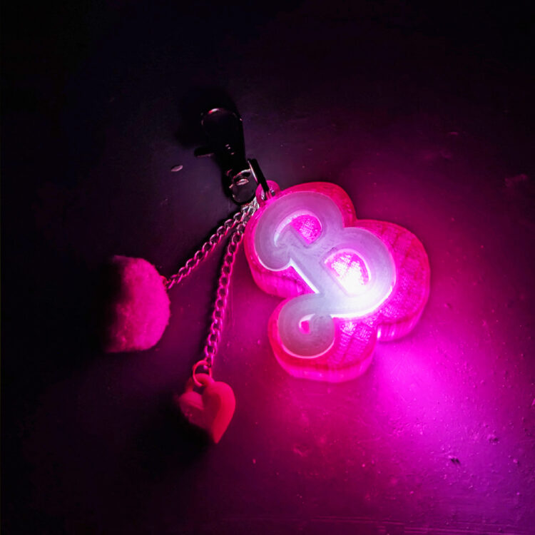 Barbie Icon “B” LED Glow In The Dark Keychain